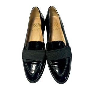 Ukies Womens Black Patent Leather Loafers With Elastic Strap Size 5M